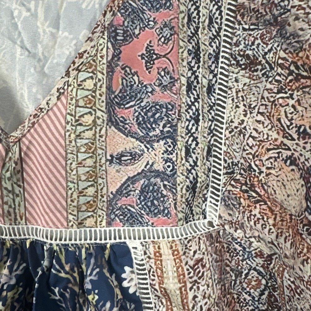 Misslook Women's XXL Boho Hippie Cottagecore Floral Faux Patchwork Print Fairy - Picture 3 of 12
